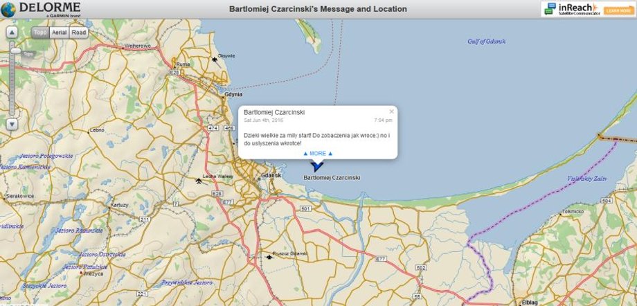 Pierwsza wiadomość od Bartłomieja Czarcińskiego po starcie rejsu