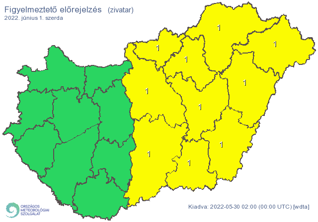 Figyelmeztetés zivatarra szerdán /Fotó: met.hu