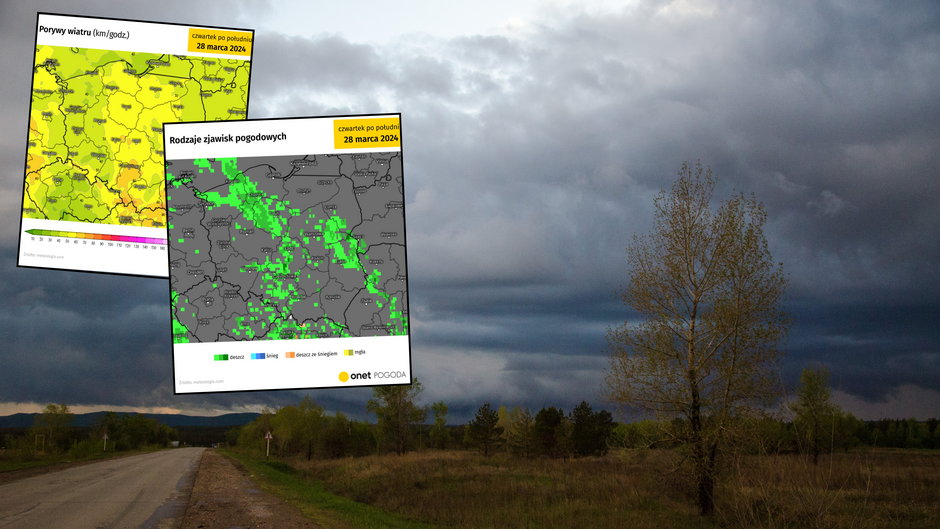 Czwartek będzie deszczowy, ale temperatura iście wiosenna (mapy: meteologix.com)