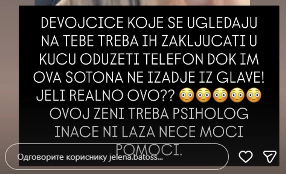 Poršelina na udaru: "Devojčice koje se ugledaju na tebe treba zaključati"