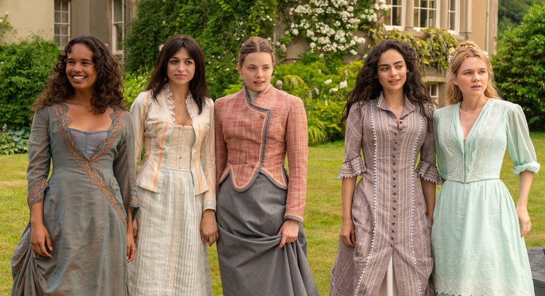 Alisha Boe, Josie Totah, Kristine Froseth, Aubri Ibrag, and Imogen Waterhouse in The Buccaneers.Apple TV