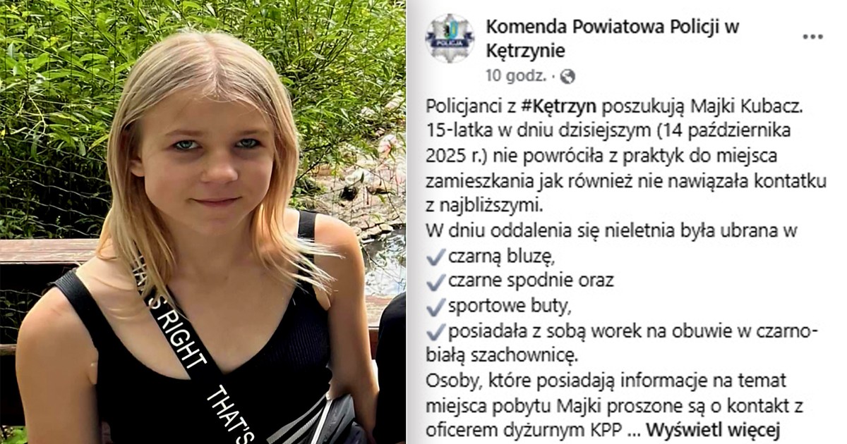 Kolejna nastolatka zaginęła. Policja i stęskniona rodzina szuka 15-letniej Majki Kubacz