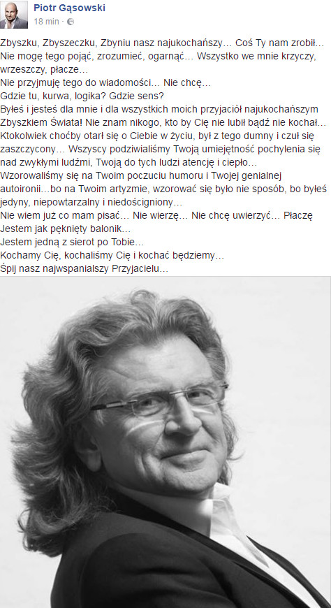 Piotr Gąsowski na Facebooku