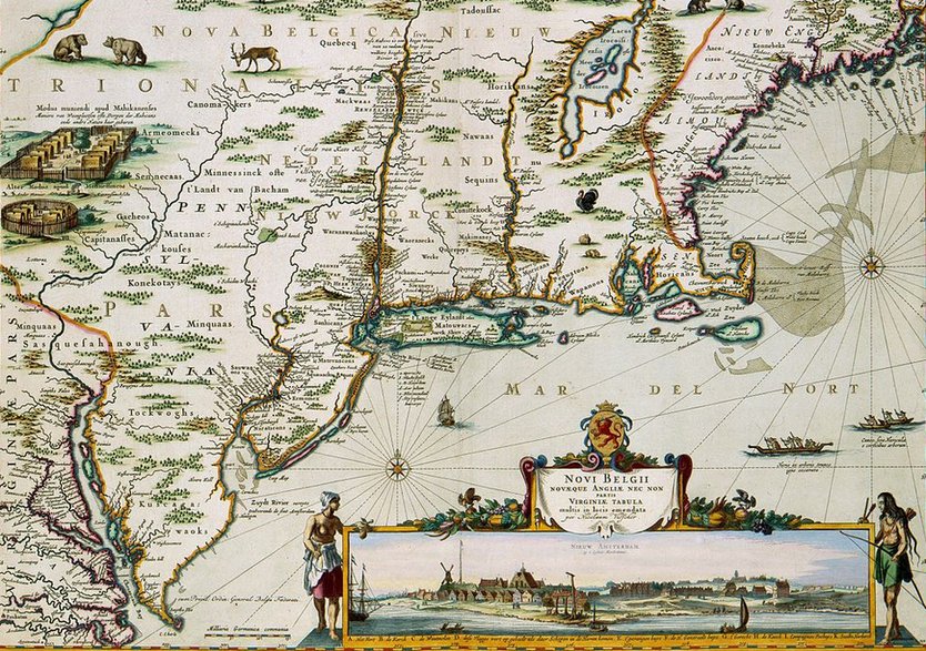 Mapa Nowych Niderlandów wydana w 1684 r. 