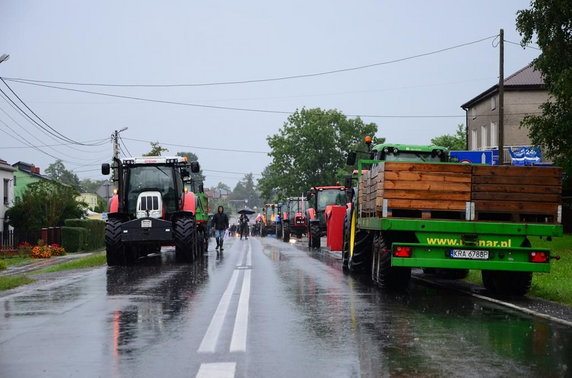  Zablokowana trasa do Krakowa w Wawrzeńczycach