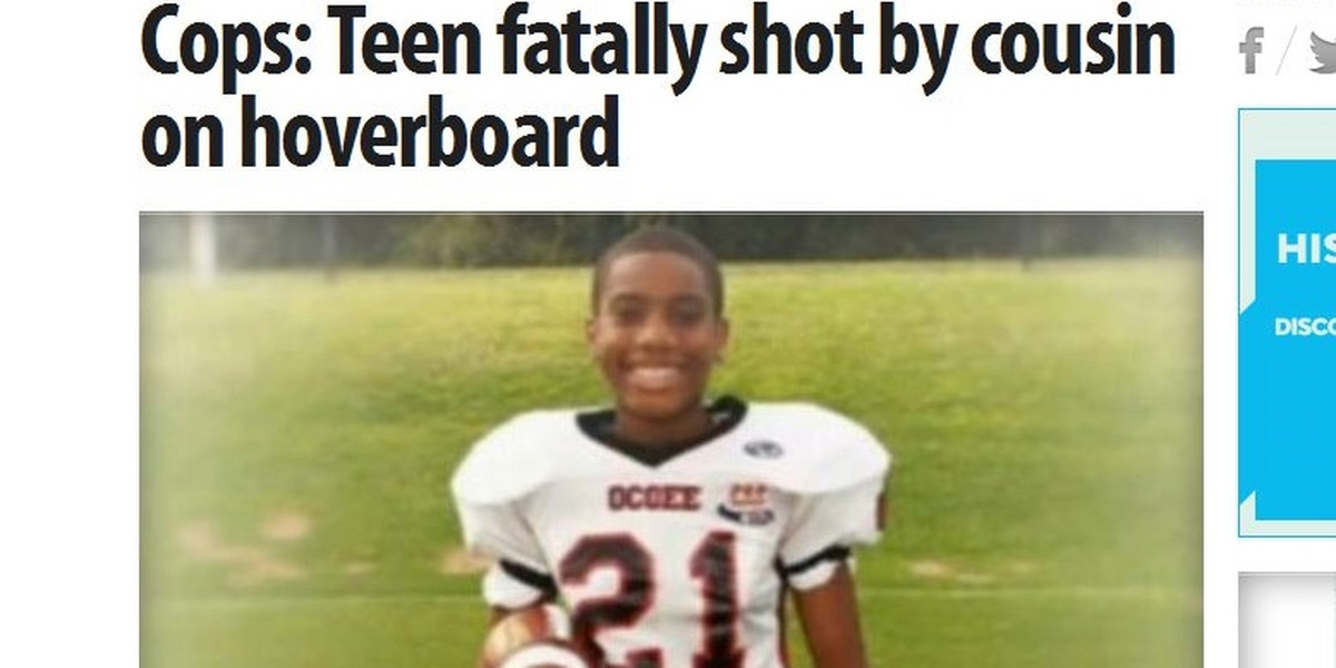 13-letni Lavardo Fisher został zastrzelony przez kuzyna, który zachwiał się na hoverboardzie