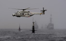 Helicopter of Netherlands participates in NATO's Dynamic Mongoose anti-submarine exercise in the North Sea off the coast of Norway