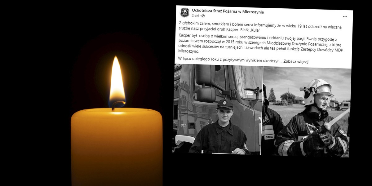 Tragiczna śmierć młodego strażaka. Kacper miał tylko 19 lat. Wpis jego ukochanej łamie serce.