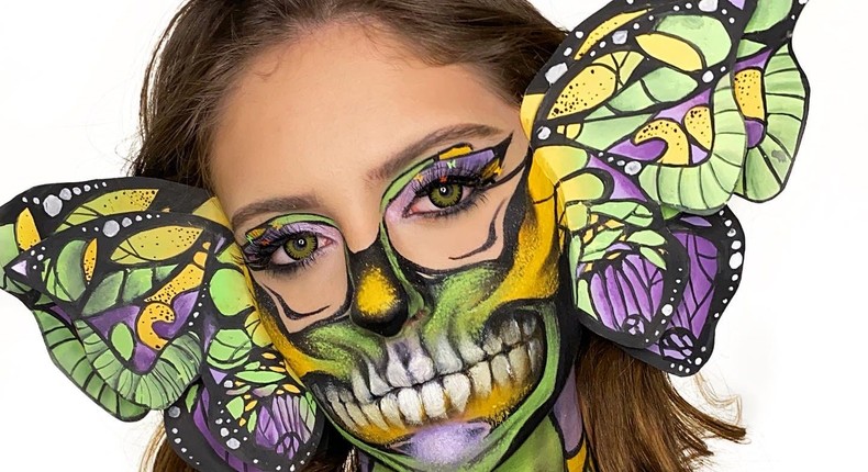 Laura Caruk in Halloween makeup.