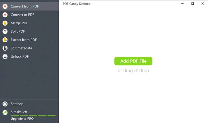 Główne okno programu do tworzenia i konwersji dokumentów PDF - PDF Candy Desktop Pro