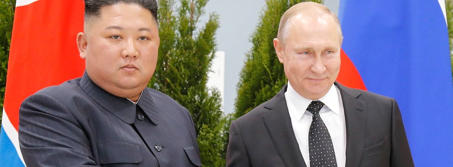 Kim Dzong Un, dyktator Korei Północnej i Władimir Putin, prezydent Rosji. Władywostok, 25 kwietnia 2019 r.