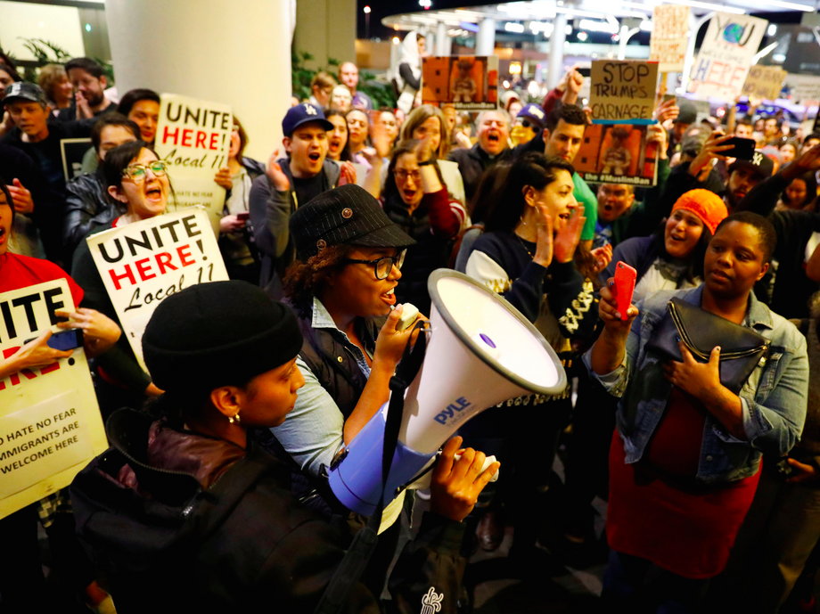 Protests at JFK airport.