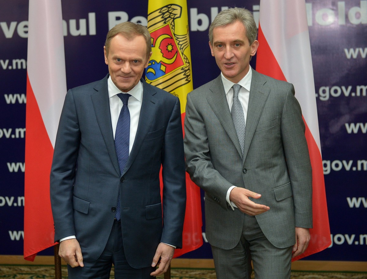 Premier Donald Tusk i premier Republiki Mołdawii Iurie Leanca. Fot. PAP/Radek Pietruszka