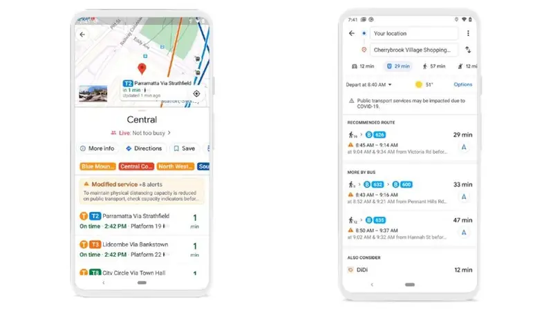 Google Maps wprowadza opcje bezpieczeństwa dla podróżujących w trakcie pandemii, fot. Google Maps