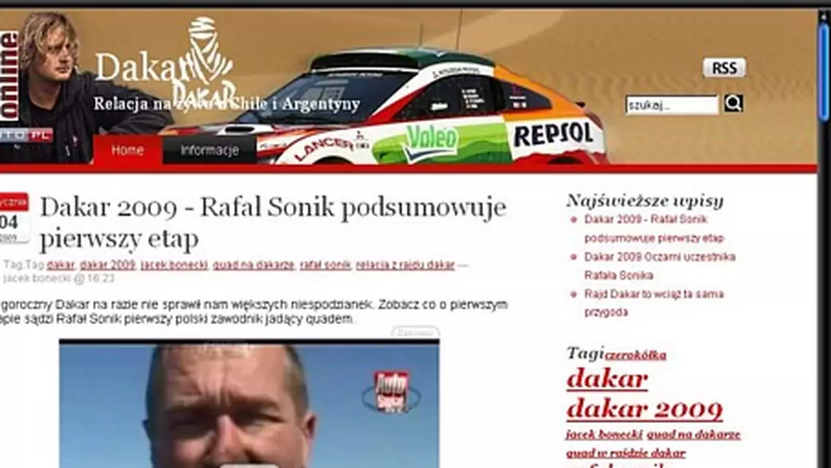 Dakar 2009 gorąca relacja Rafała Sonika prosto z Argentyny