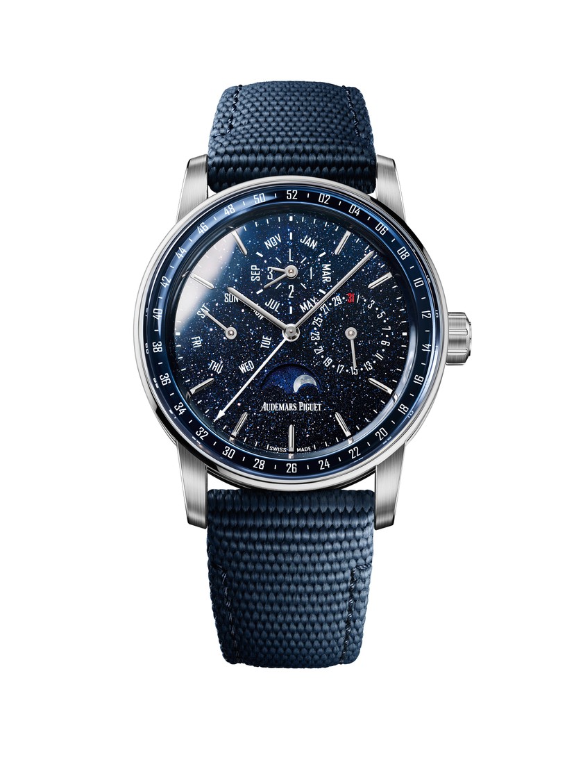 AUDEMARS PIGUET Code 11.59, ewiger Kalender, Automatikaufzug mit 40 Stunden Gangreserve, 41 mm, mit Weissgoldgehäuse und Kautschukarmband, 84'600 Franken.