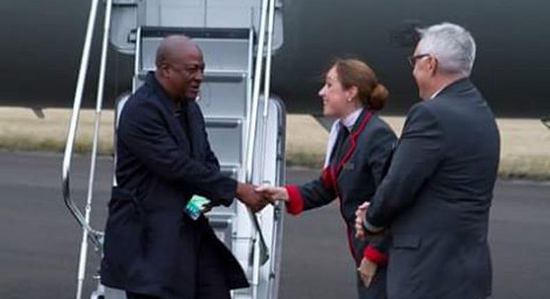 President John Mahama arrives in Scotland