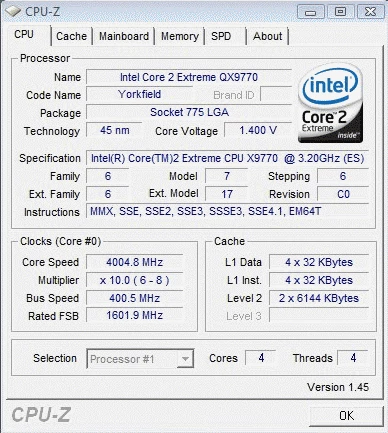 Q9770 taktowany zegarem 4 GHz