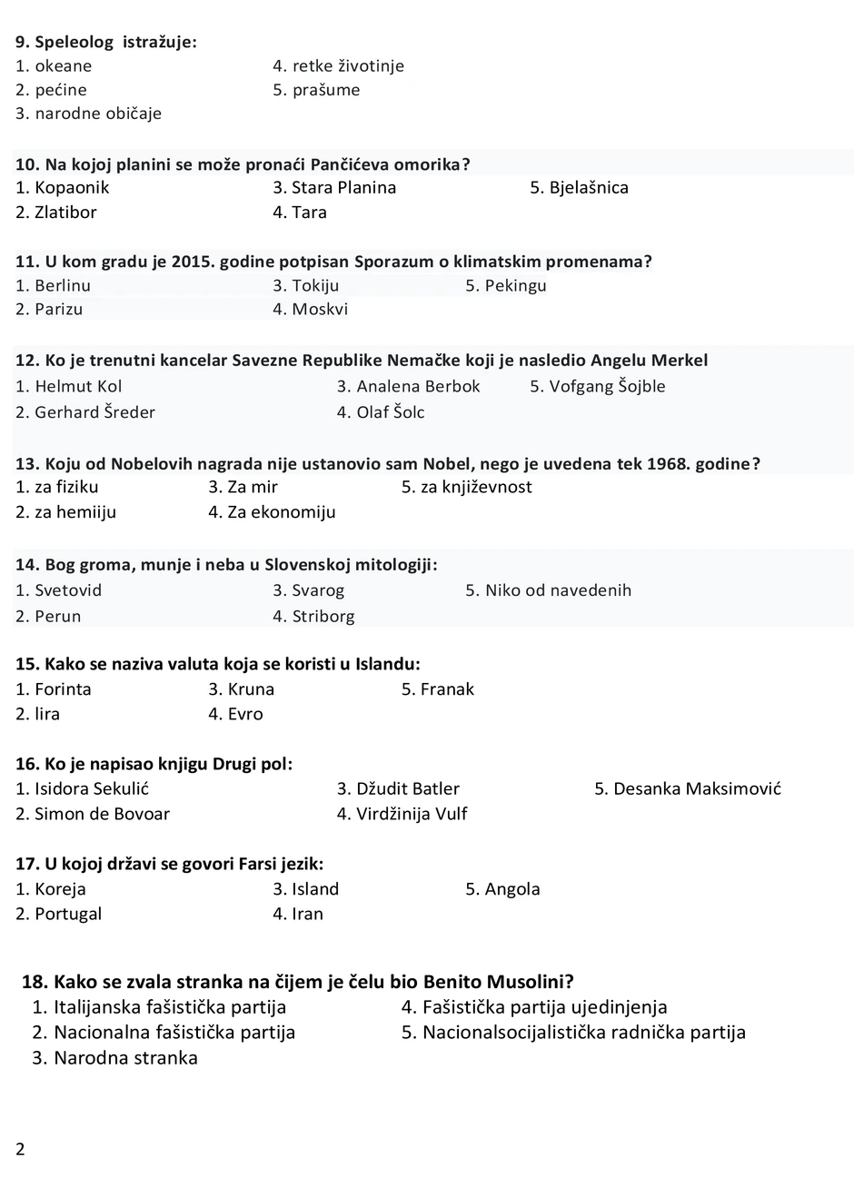 Test opšte informisanosti