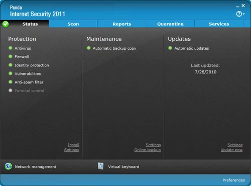 Panda Internet Security 2011 - ekran główny