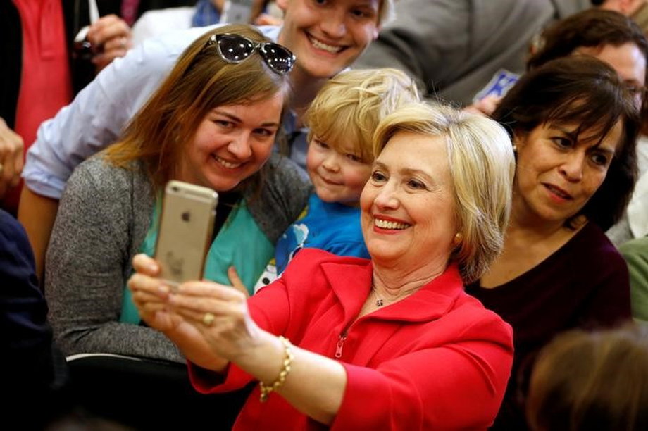 U.S. Democratic presidential candidate Hillary Clinton greets supporters at Transylvania University in Lexington, Kentucky
