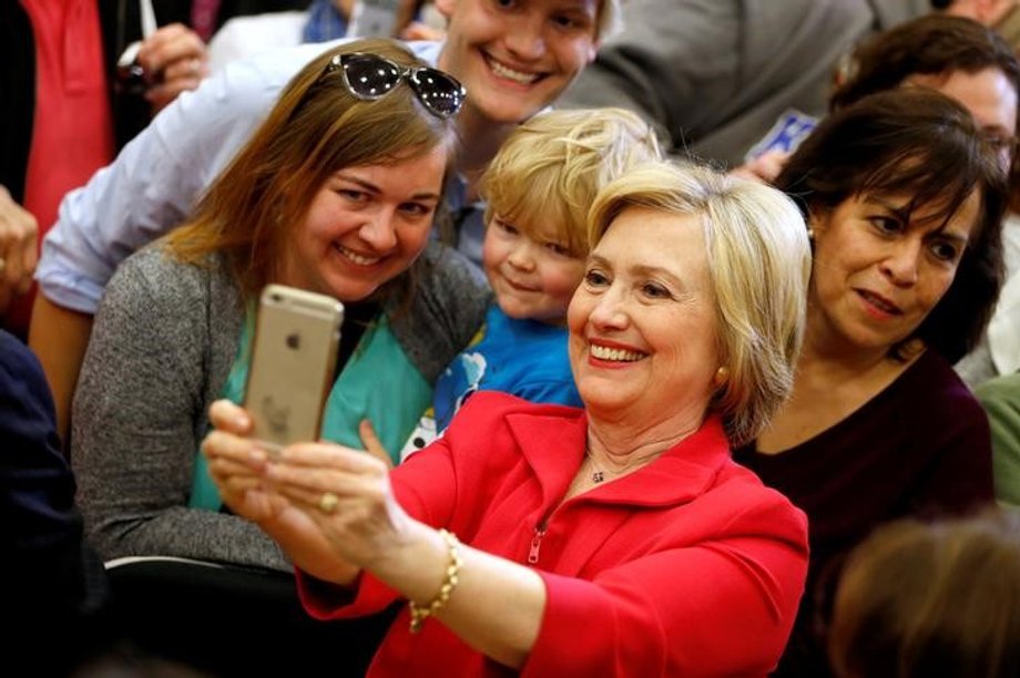 U.S. Democratic presidential candidate Hillary Clinton greets supporters at Transylvania University in Lexington, Kentucky