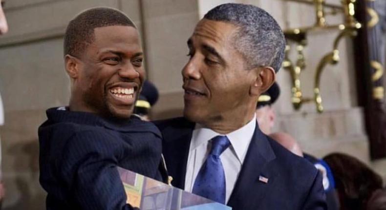 Baby Kevin Hart and Barrack Obama 