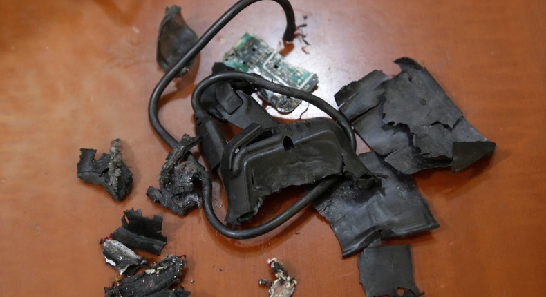 A photo taken on September 18 in Beirut's southern suburbs shows the remains of exploded pagers.AFP via Getty Images