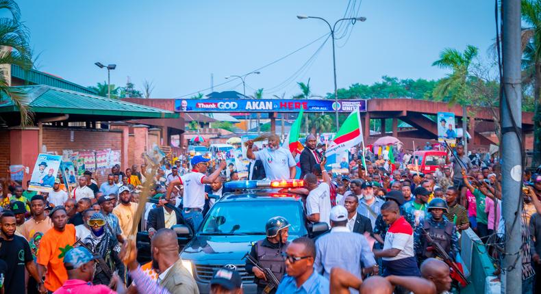 Uyo comes alive as supporters celebrate APC Governorship candidate, Akanimo Udofia in Akwa Ibom.