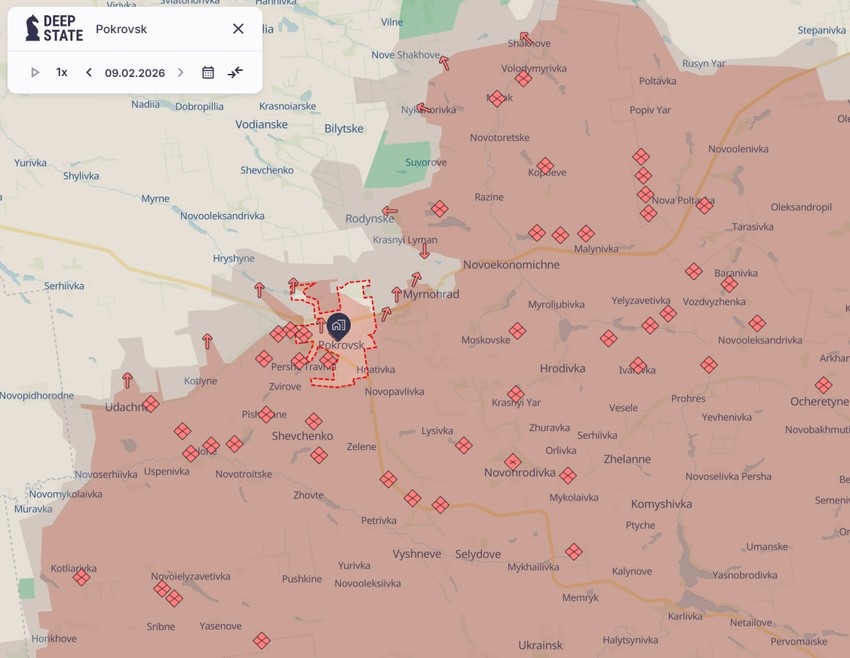 Pokrovsk i Mirnograd na mapi DipStejta