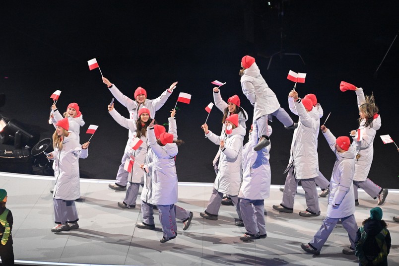 Olimpijska reprezentacja Polski podczas ceremonii otwarcia zimowych igrzysk we Włoszech