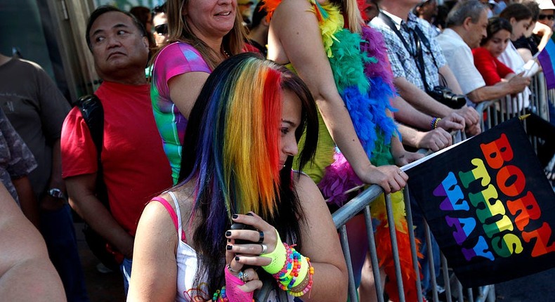 Paradegoers at the 43rd annual San Francisco Lesbian, Gay, Bisexual, Transgender (LGBT) Pride Celebration & Parade.Getty Images