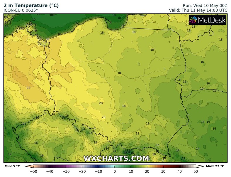 W czwartek spodziewamy się coraz wyższych temperatur. Na zachodzie będzie ponad 20 st. C