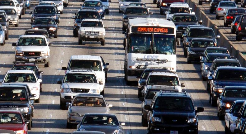 A major traffic jam in California.