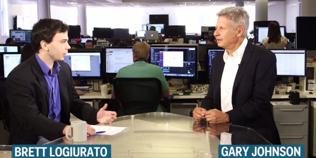 Business Insider executive editor Brett LoGiurato and Gary Johnson.