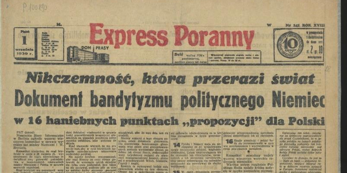 Co podała prasa 1 września 1939 r.? Zobacz!