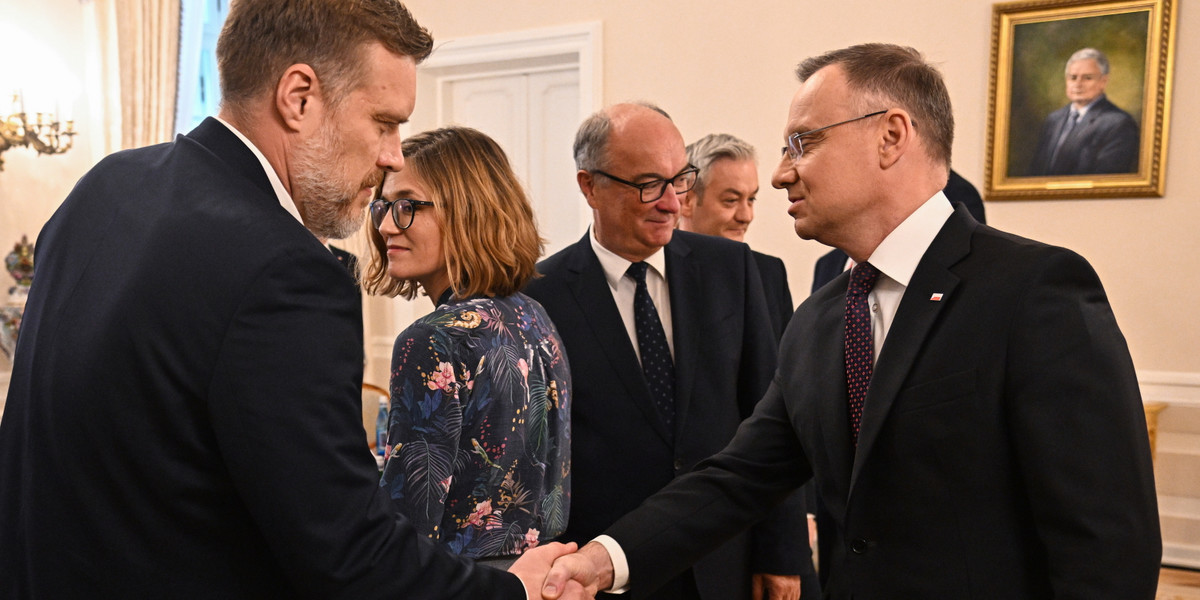 Prezydent Andrzej Duda w trakcie spotkania z liderami Lewicy