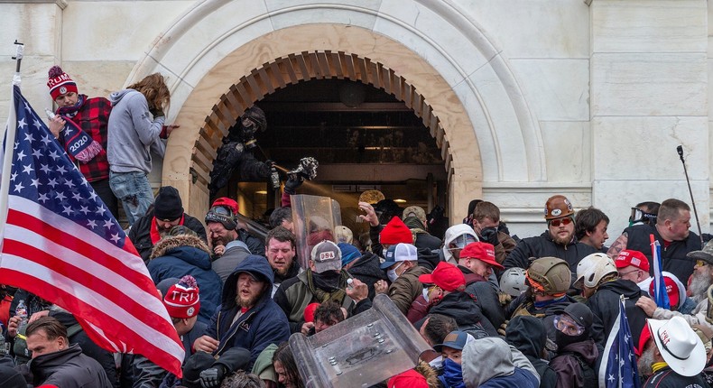 Rioters outside the US Capitol on January 6.