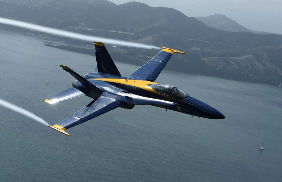 A U.S. Navy Blue Angels F/A-18 Hornet