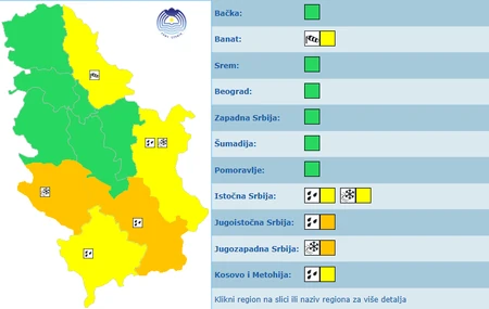 Meteoalarm za 6. decembar