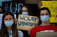 Protest studentów. Uniwersytet Pedagogiczny w Krakowie