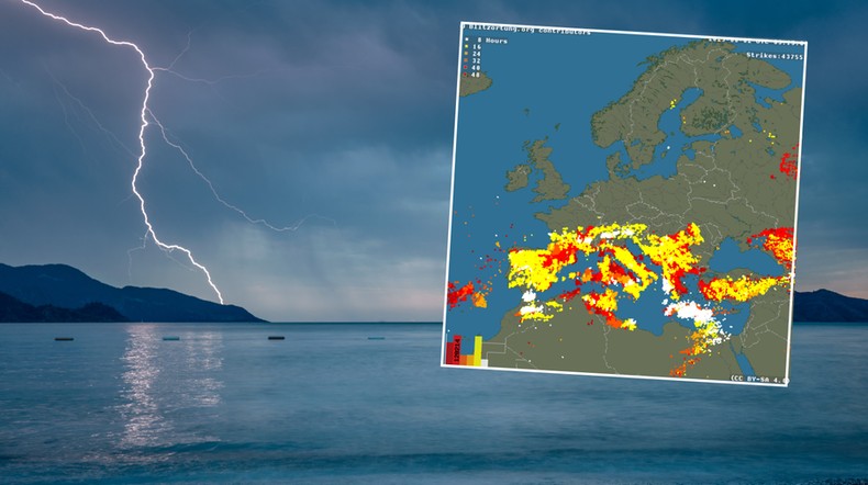 Fatalna pogoda od wielu tygodni panuje nad Morzem Śródziemnym (mapa: blitzortung.org)