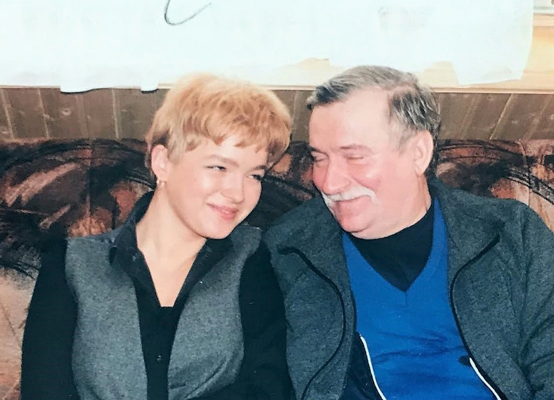 Katarzyna Obara z prezydentem Lechem Wałęsą, 1995 rok