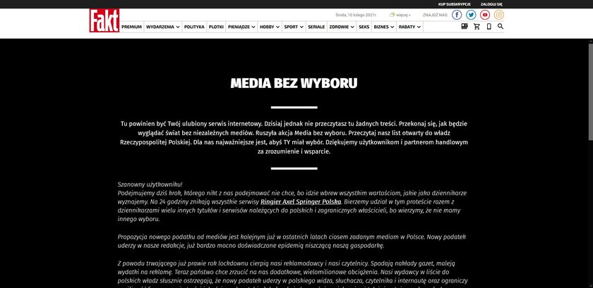 Te media przyłączyły się do akcji "Media bez wyboru"