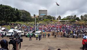 Kenyan workers at Uhuru Park during Labour day celebrations