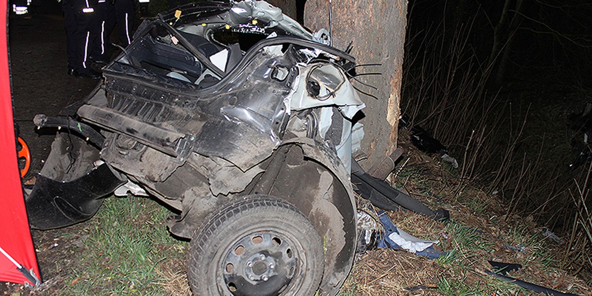 Osobówka uderzyła w drzewo. Auto rozerwało na części!