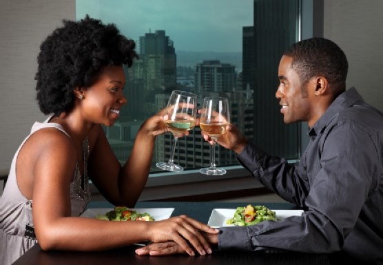 Black couple on a date. 