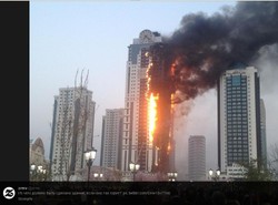 Pożar wieżowca w stolicy Czeczenii. Paraliż centrum miasta