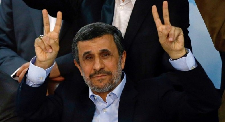 Former Iranian president Mahmoud Ahmadinejad registers on April 12, 2017, for next month's presidential election