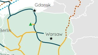 Wodorociągi w Polsce. Grafika: European Hydrogen Backbone